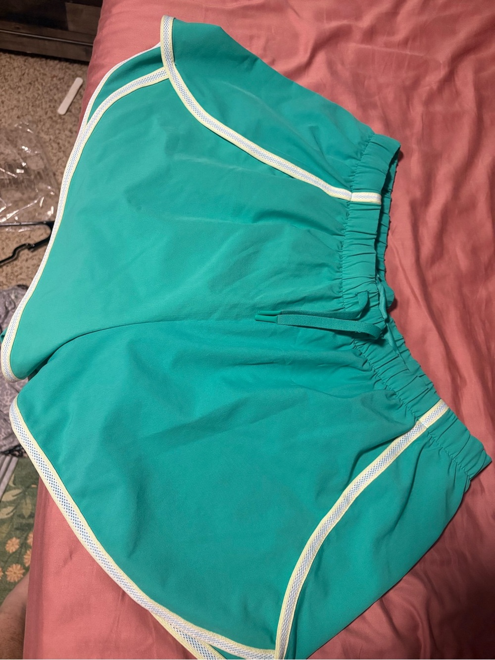 all in motion Teal Athletic Drawstring Shorts with White Trim